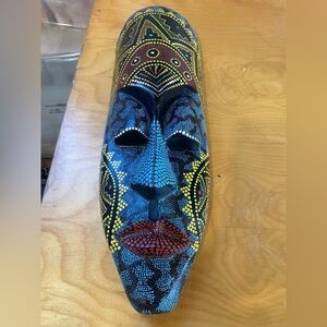 Handcrafted Blue and Yellow Tribal Mask